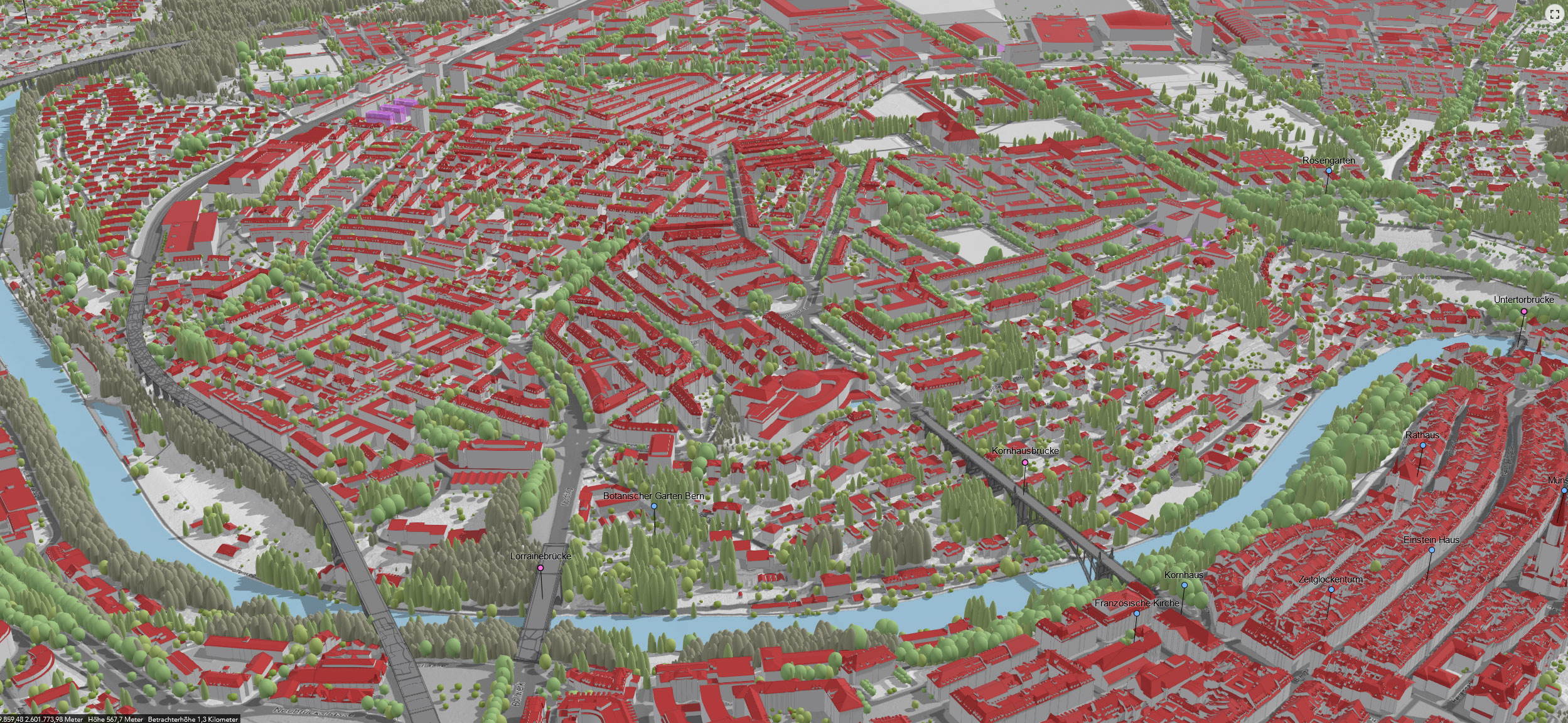 3D-Stadtmodell der Stadt Bern